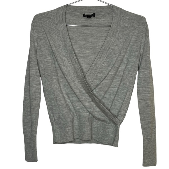 J. Crew 100% Merino Wool Wrap Sweater Grey V Neck - Picture 1 of 8
